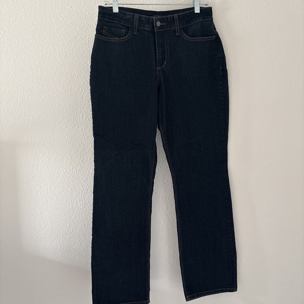 NYDJ Jeans Marilyn Straight 10P Not Your Daughters Dark‎ Wash Pockets Stretch